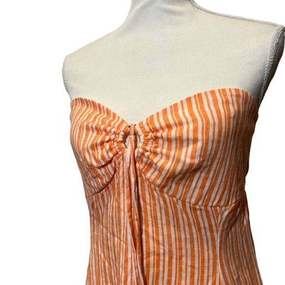 NWT Speechless Halter/Strapless Dress Orange White Stripe Elastic Back - Picture 3 of 10
